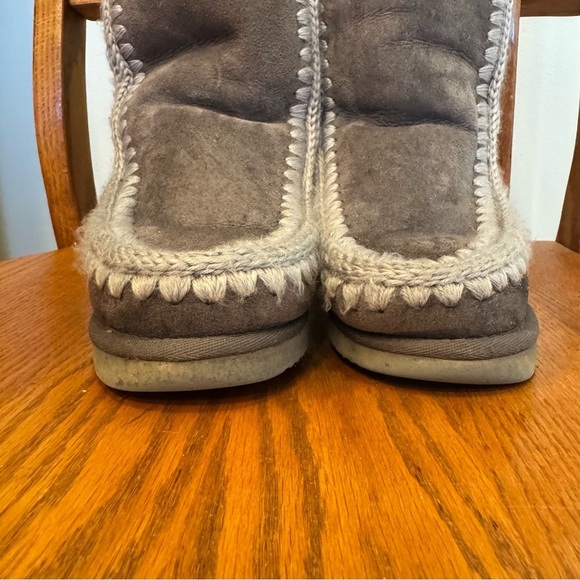 Mou Leather Shearling Crochet Stitch Extra Tall Boots Grey Platform Sole Size 5 - Picture 4 of 11